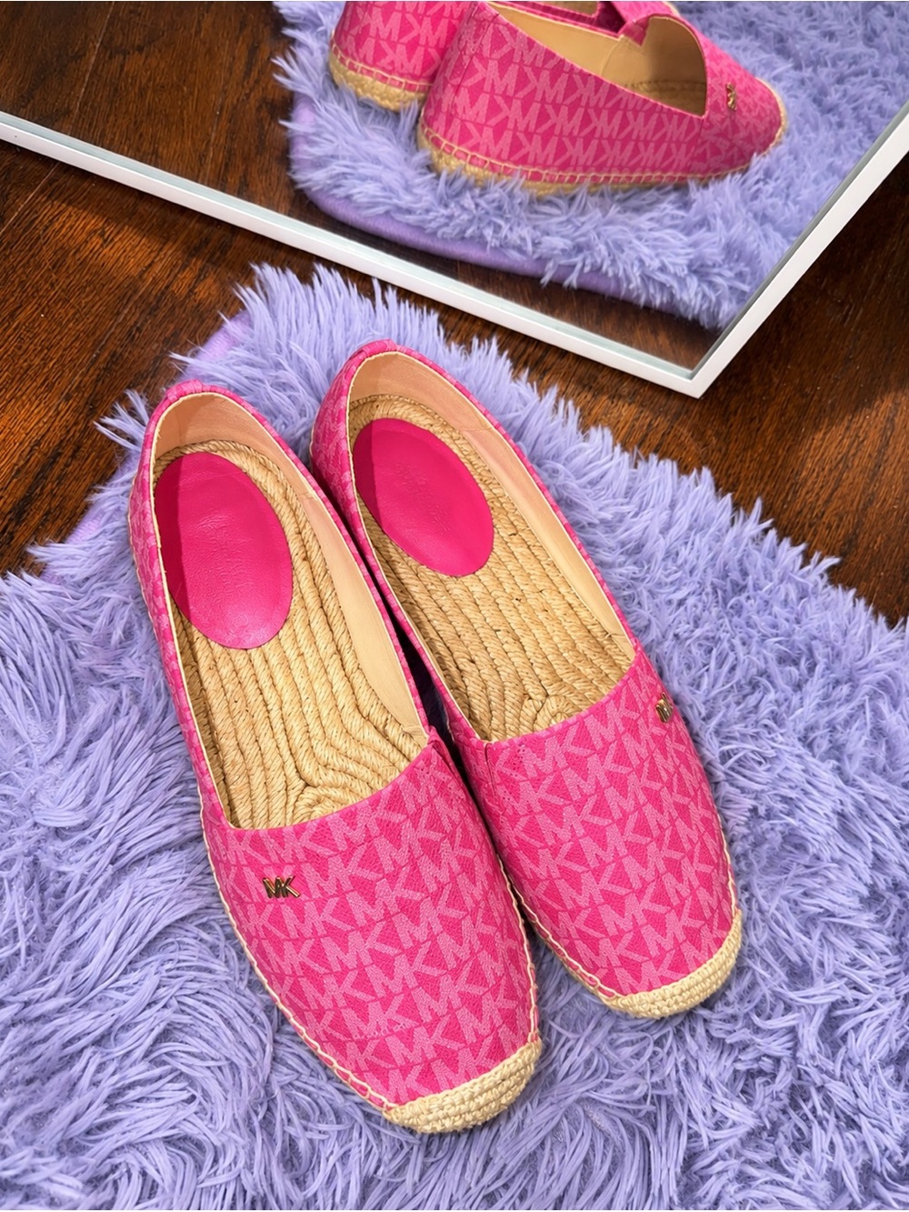Michael Kors Hot Pink MK Monogram Espadrille Flats